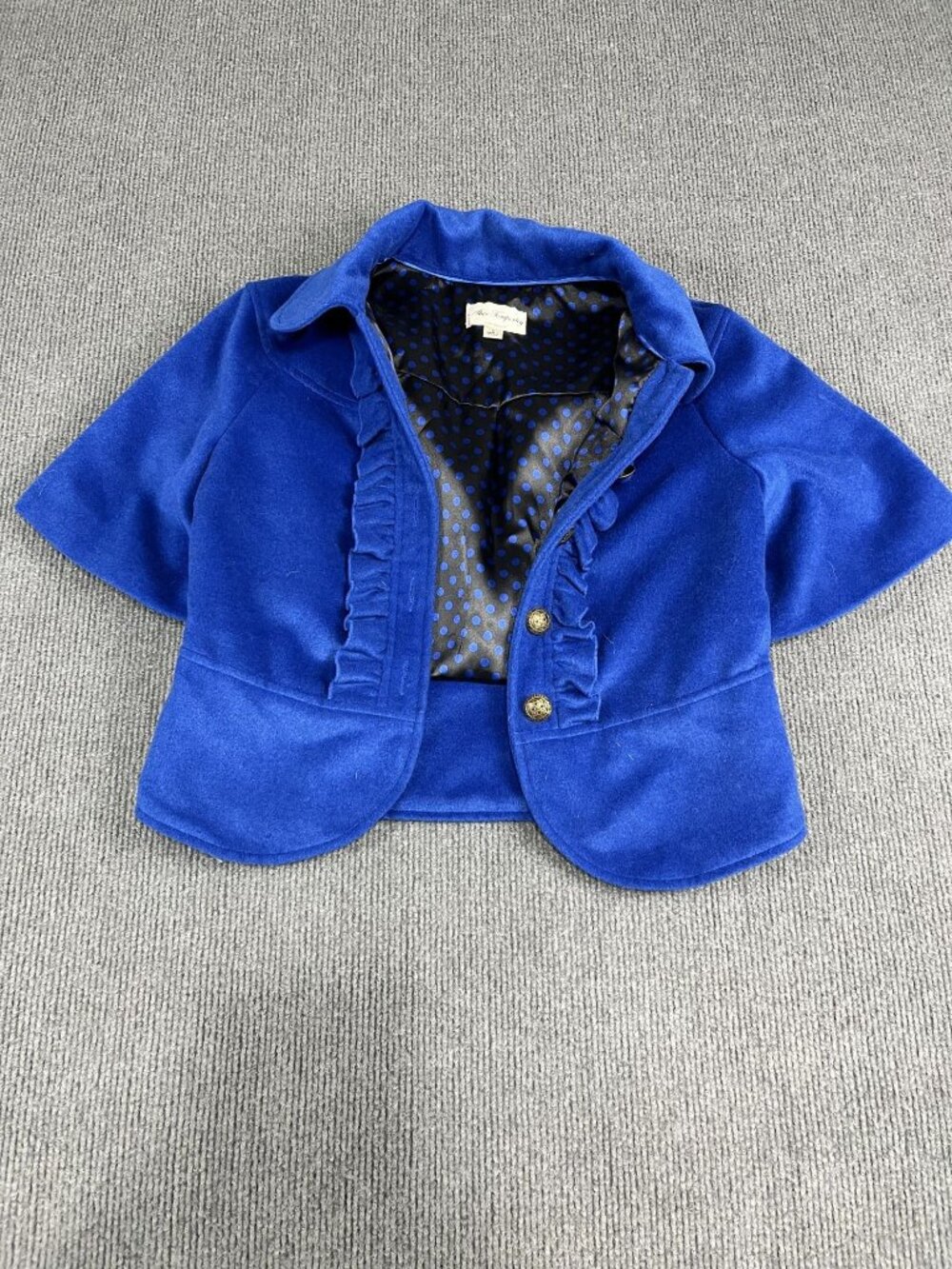 Alice Temperley Womens Short-Sleeve Blue Blazer Polka Dot Lining Size S